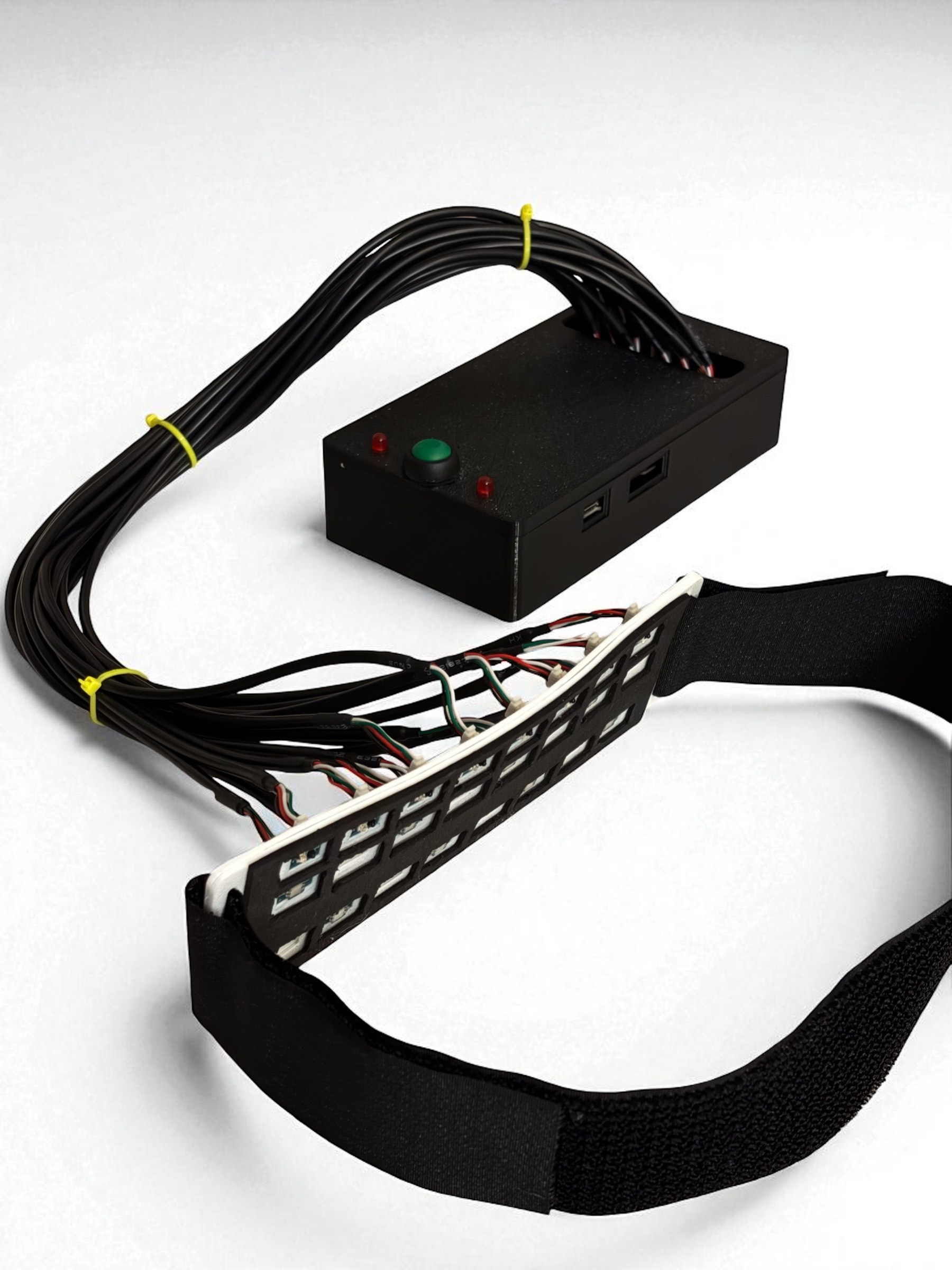 Finished fNIRS headband with control unit and wearable sensor strip